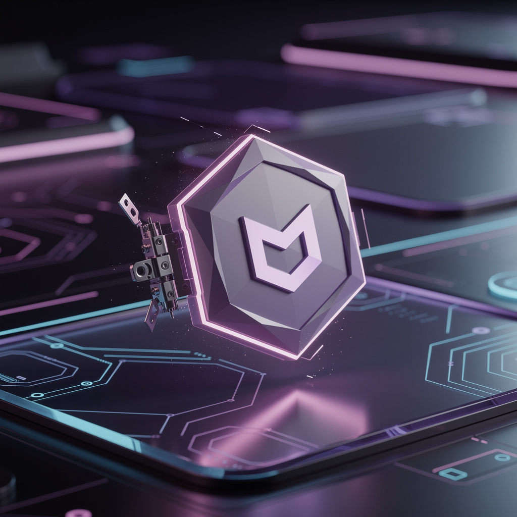 Abstract 3D render of a badge being unclipped