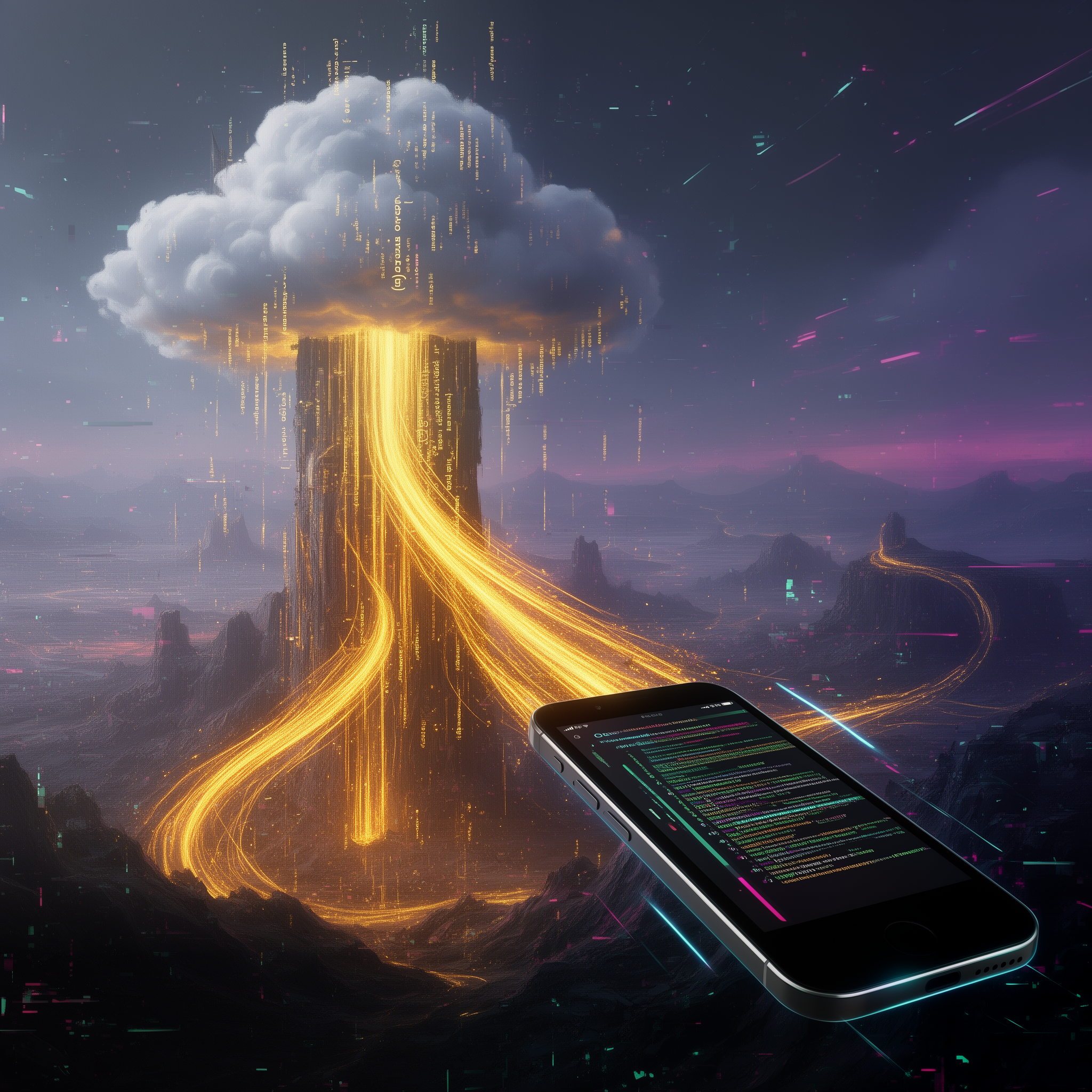 Surreal landscape representing data migration