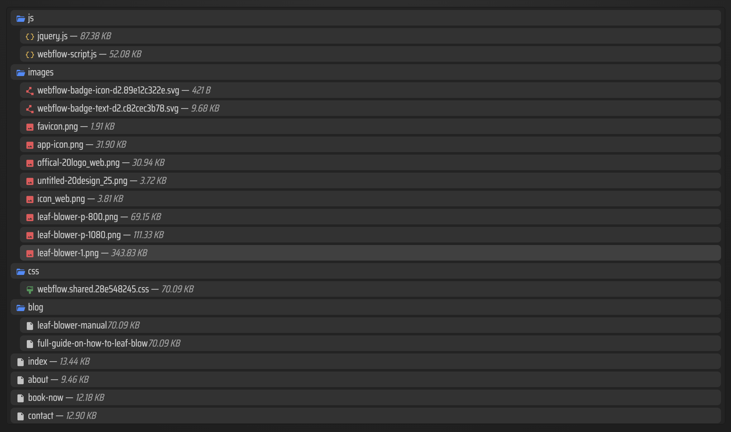 ExFlow exported files screenshot